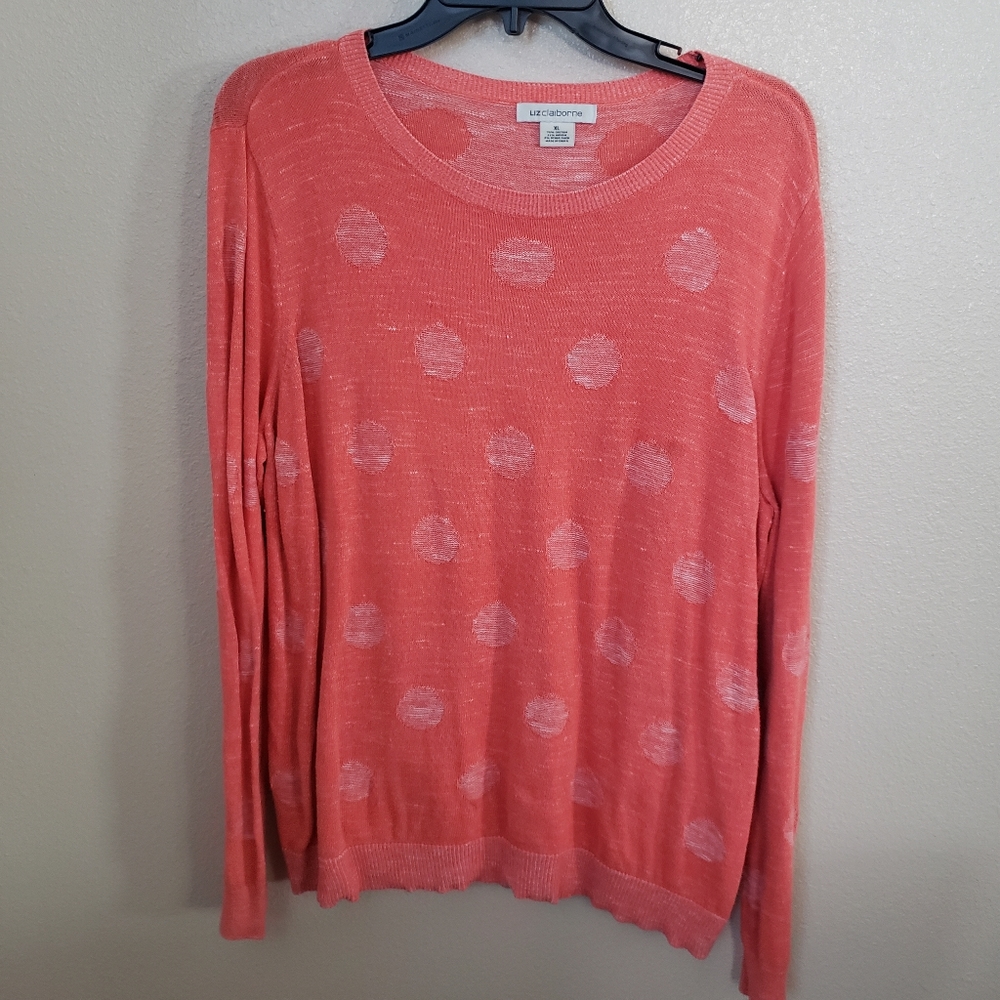 Liz Claiborne sweater w polka dots Coral color